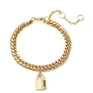 18K Gold Plated Lock Charm Bracelet